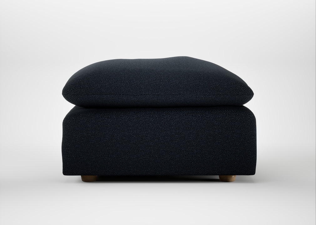 Astrid Ottoman Loop Boucle Twill Midnight / Natural Beech