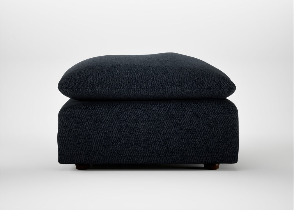 Astrid Ottoman Loop Boucle Twill Midnight / Walnut Stained Beech