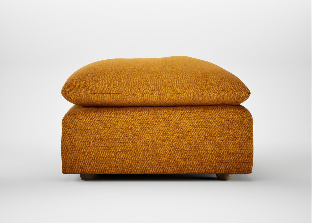 Astrid Ottoman Loop Boucle Twill Ochre / Natural Beech
