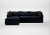 Astrid Left Hand Facing Corner Chaise Sofa Loop Boucle Twill Midnight / Walnut Stained Beech