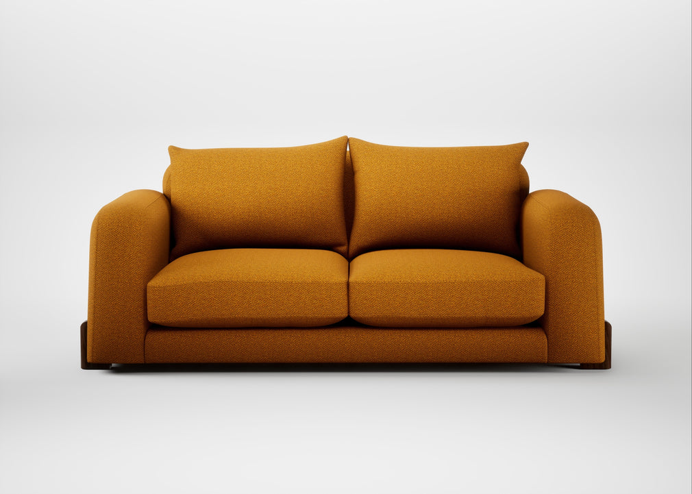 Nuvola 3 Seater Sofa Loop Boucle Twill Ochre / Walnut Stained