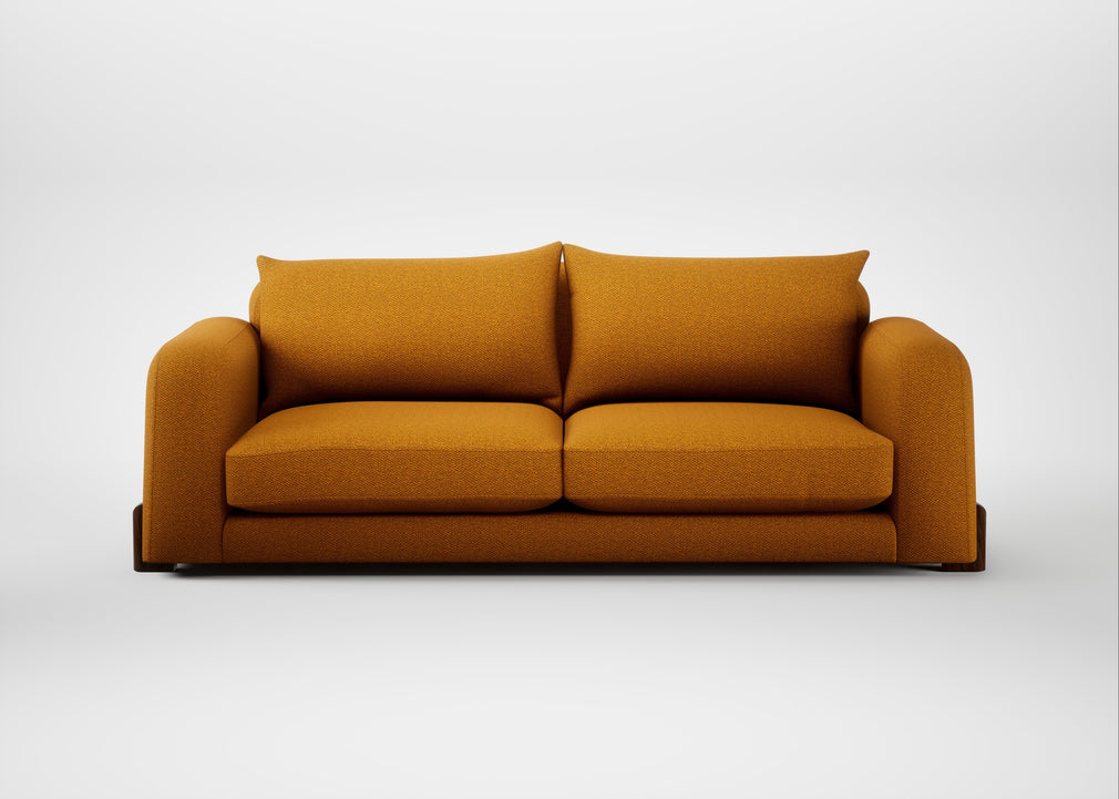 Nuvola 4 Seater Sofa Loop Twill Ochre / Walnut Stained
