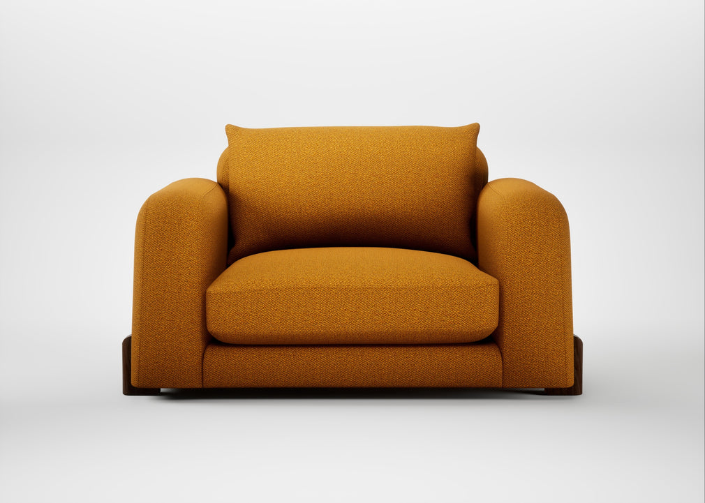 Nuvola Loveseat Loop Twill Ochre / Walnut Stained
