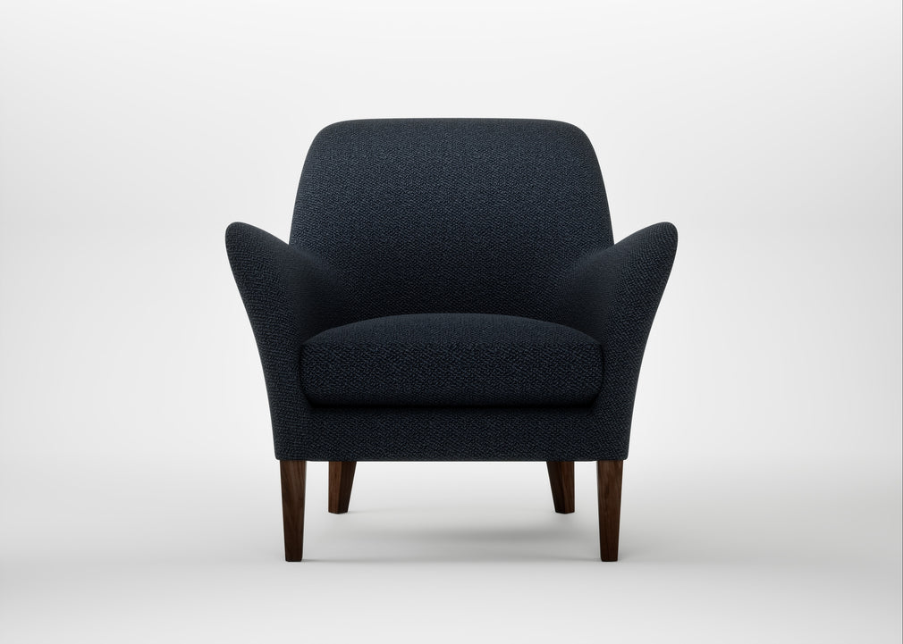 Wallis Armchair Loop Boucle Twill Midnight / Walnut Stained