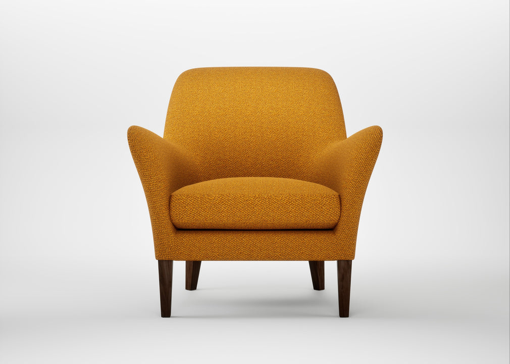 Wallis Armchair Loop Boucle Twill Ochre / Walnut Stained