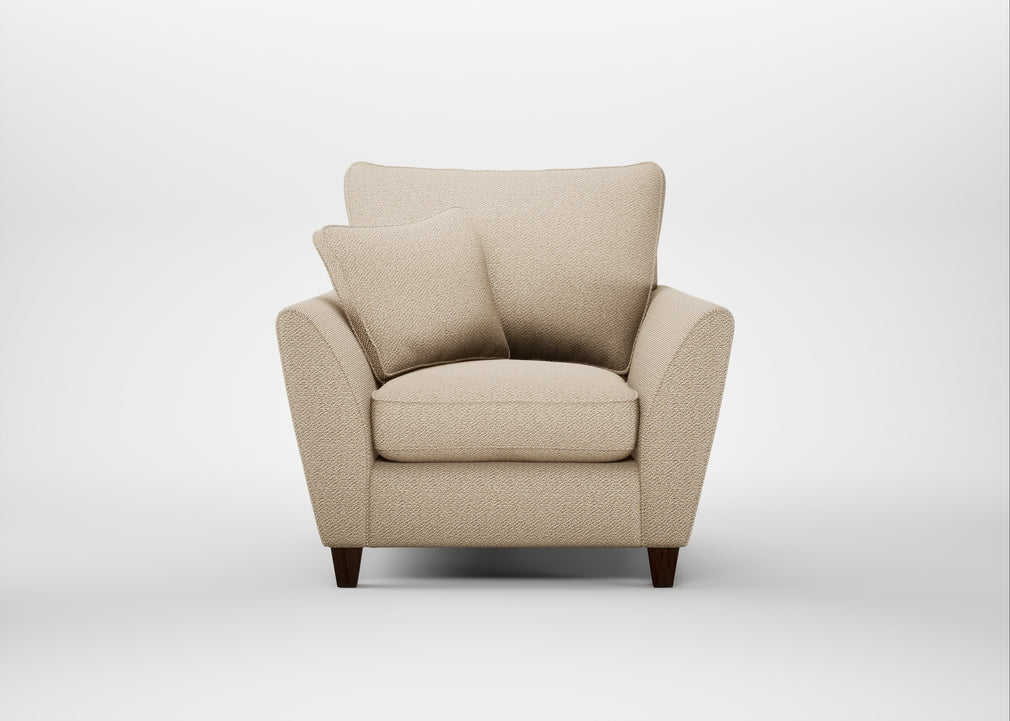 Torino Armchair Loop Twill Fossil / Walnut Stained