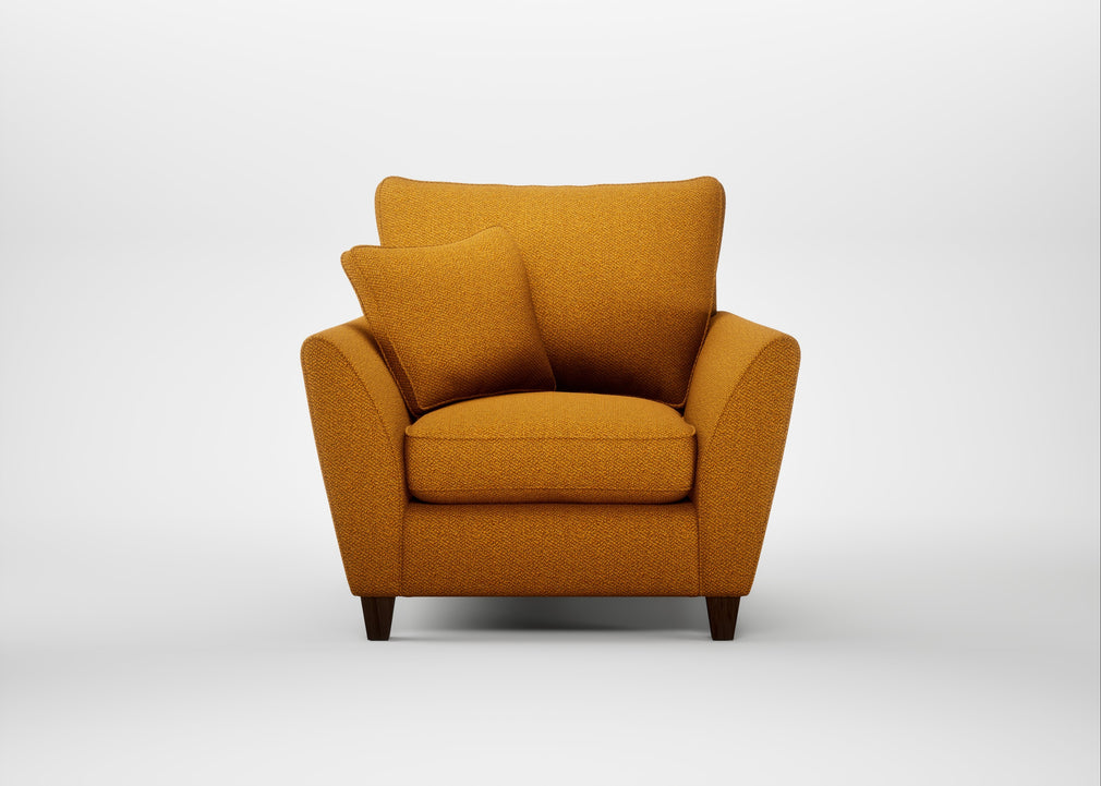 Torino Armchair Loop Boucle Twill Ochre / Walnut Stained