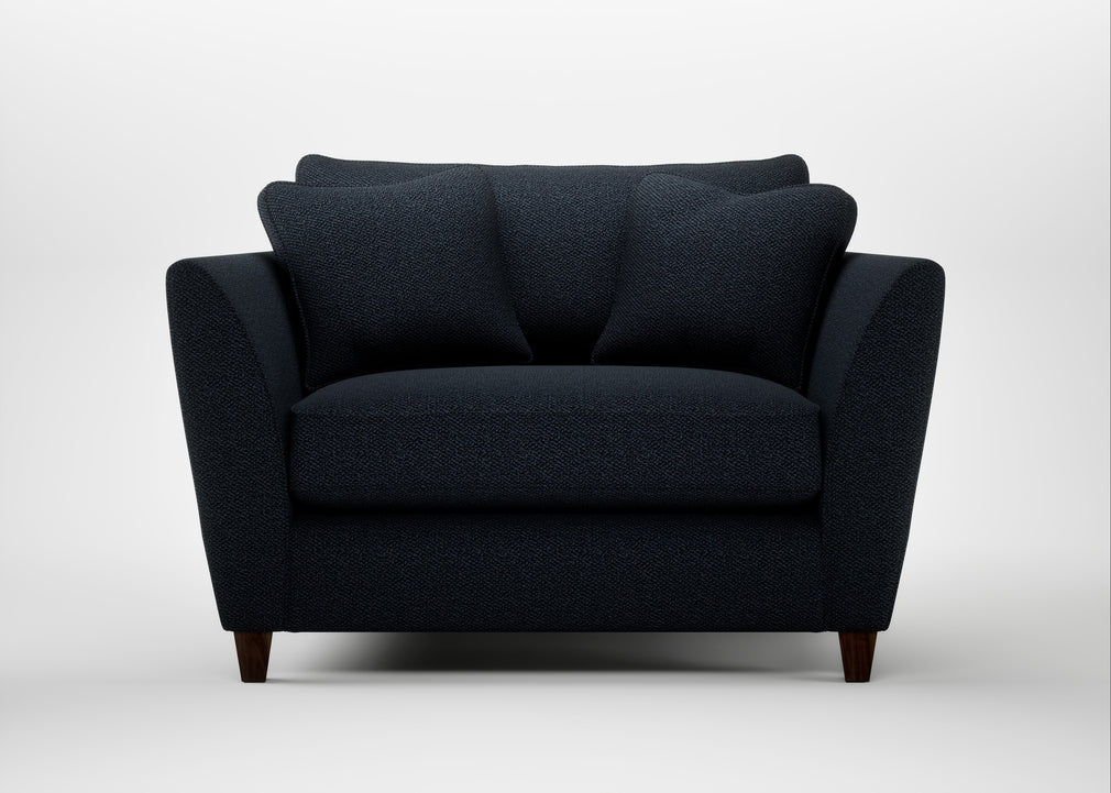 Torino Loveseat Loop Boucle Twill Midnight / Walnut Stained