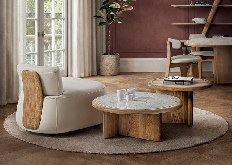 Suiseki Coffee Table Oak Carrara Marble