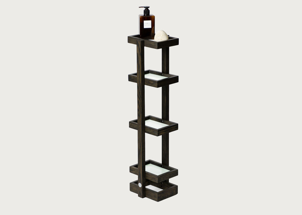 Bathroom Storage Stand Wood and Glass