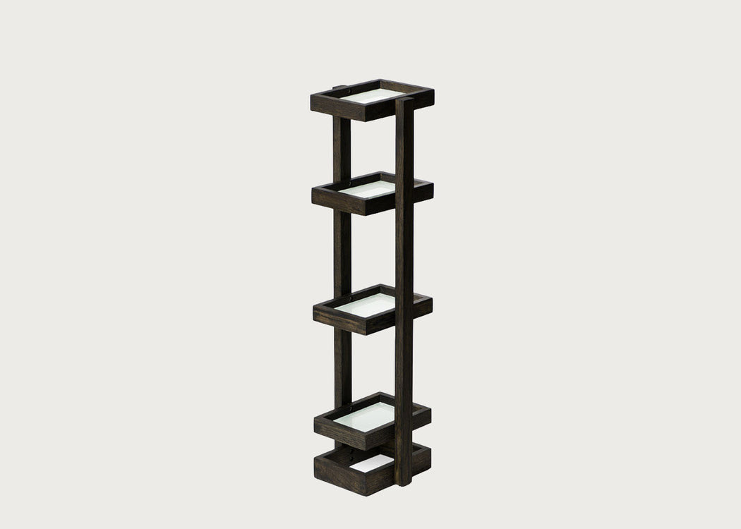 Bathroom Storage Stand Wood and Glass