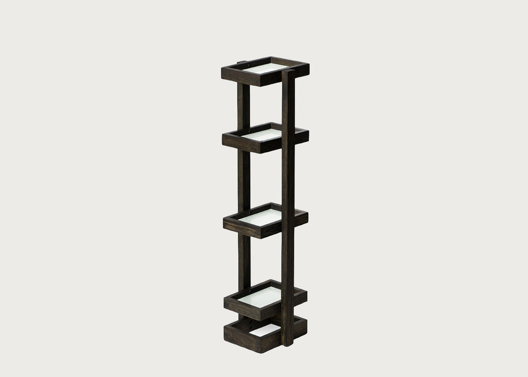 Bathroom Storage Stand Wood and Glass