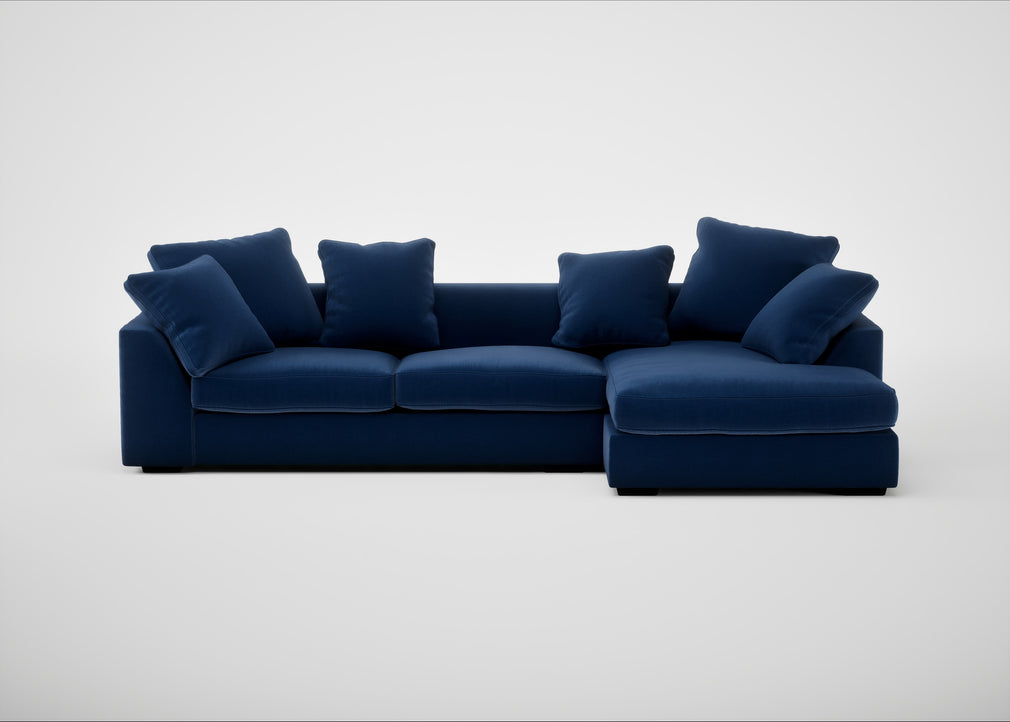 Cumulus Right Hand Facing Corner Sofa Cotton Velvet Midnight