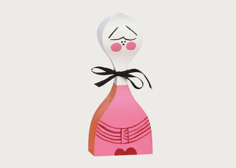Girard Wooden Doll No. 2 Wooden Doll with Black Bow & Pink Dress