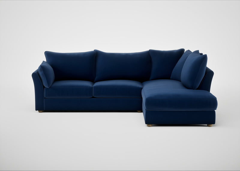 Tailor Right Hand Facing Corner Sofa Cotton Velvet Midnight / Natural