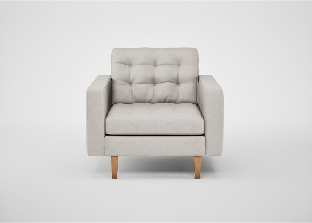 Hepburn Armchair Leather Grain White 000 / Natural