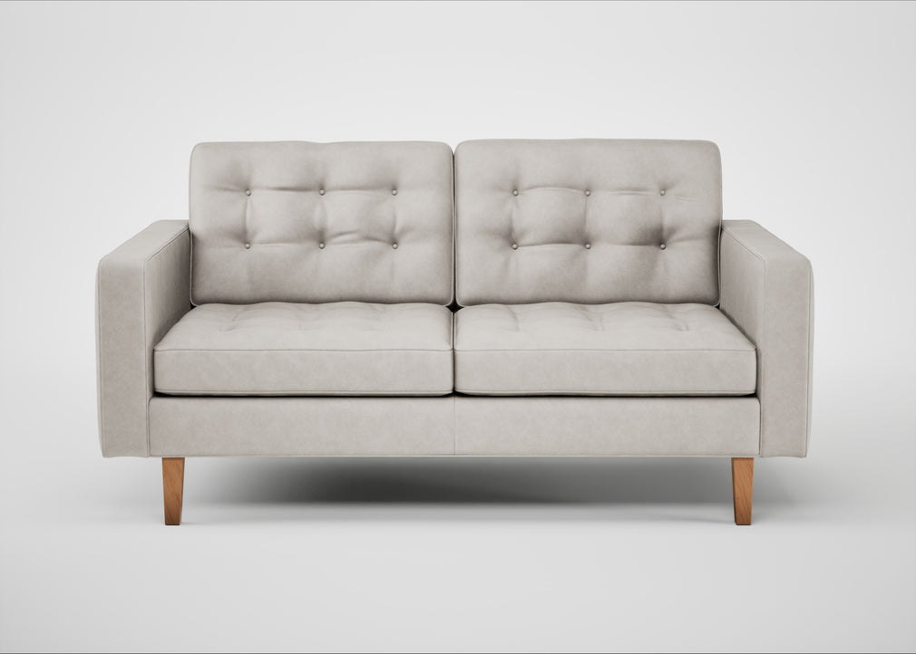 Hepburn 2 Seater Sofa Leather Grain White 000 / Natural