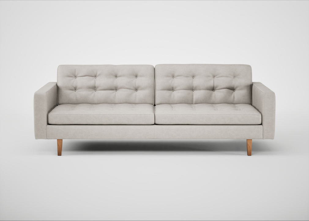 Hepburn 4 Seater Sofa Leather Grain White 000 / Natural