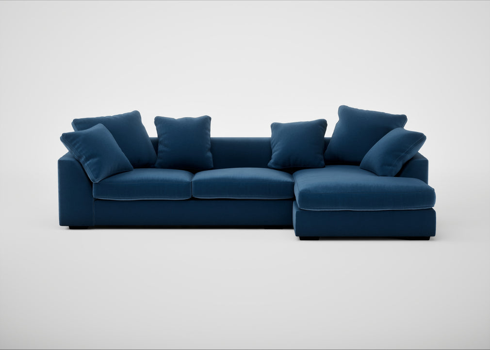 Cumulus Right Hand Facing Corner Sofa Cotton Velvet Petrol
