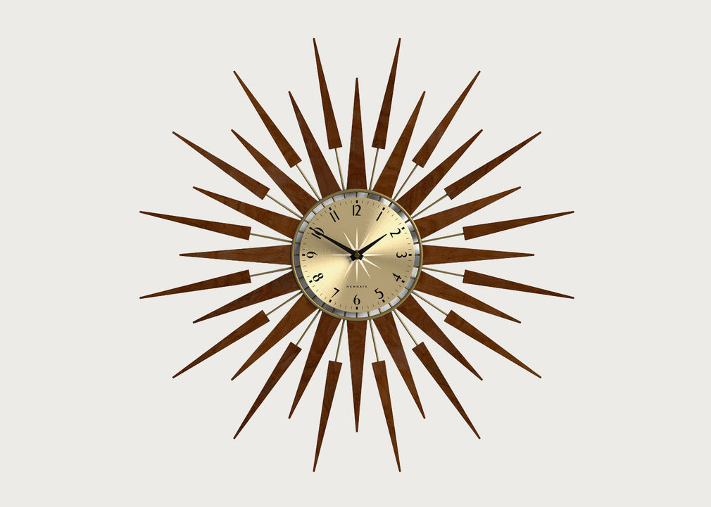 Pluto Starburst Gold Wall Clock