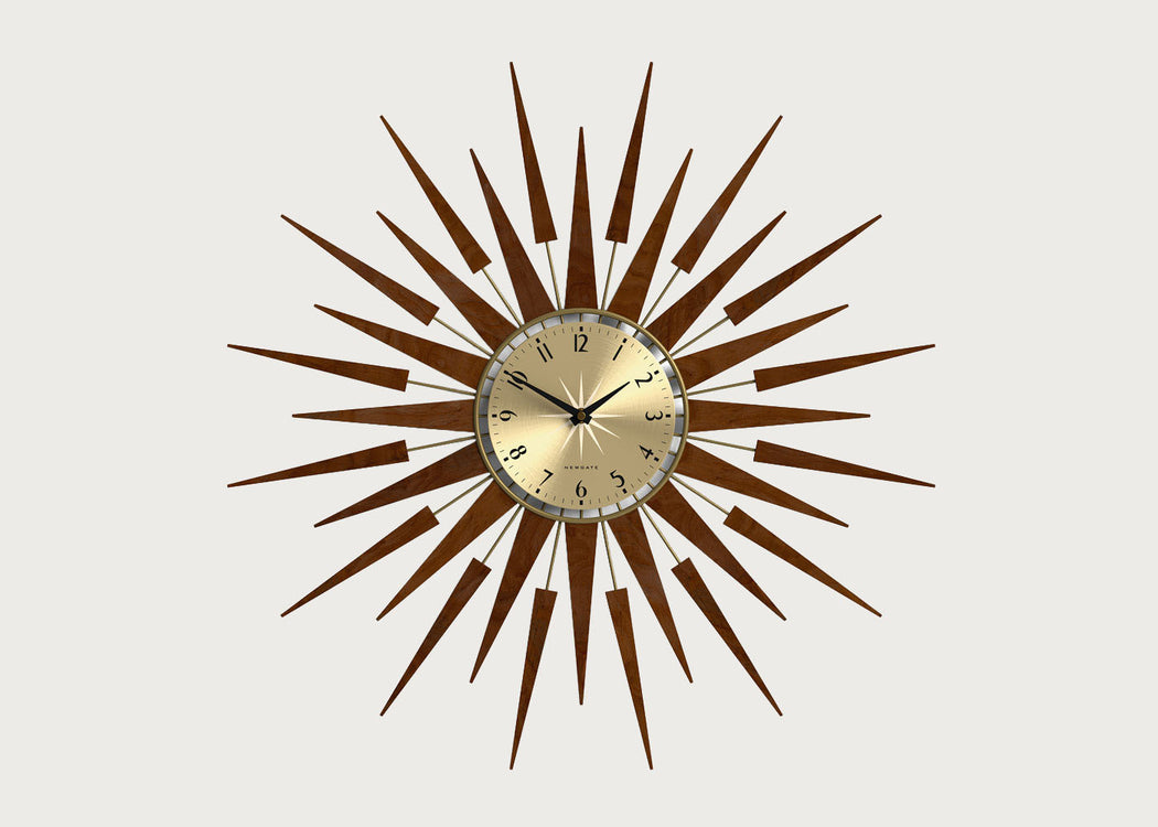 Pluto Starburst Gold Wall Clock
