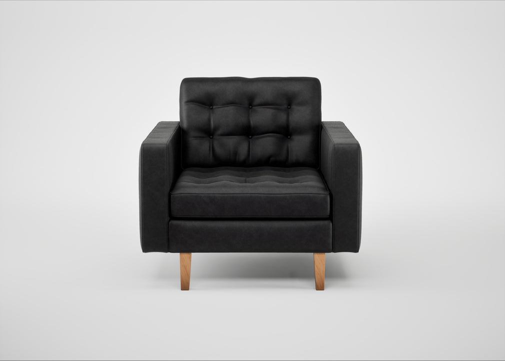 Hepburn Armchair Leather Grain Graphite 063 / Natural