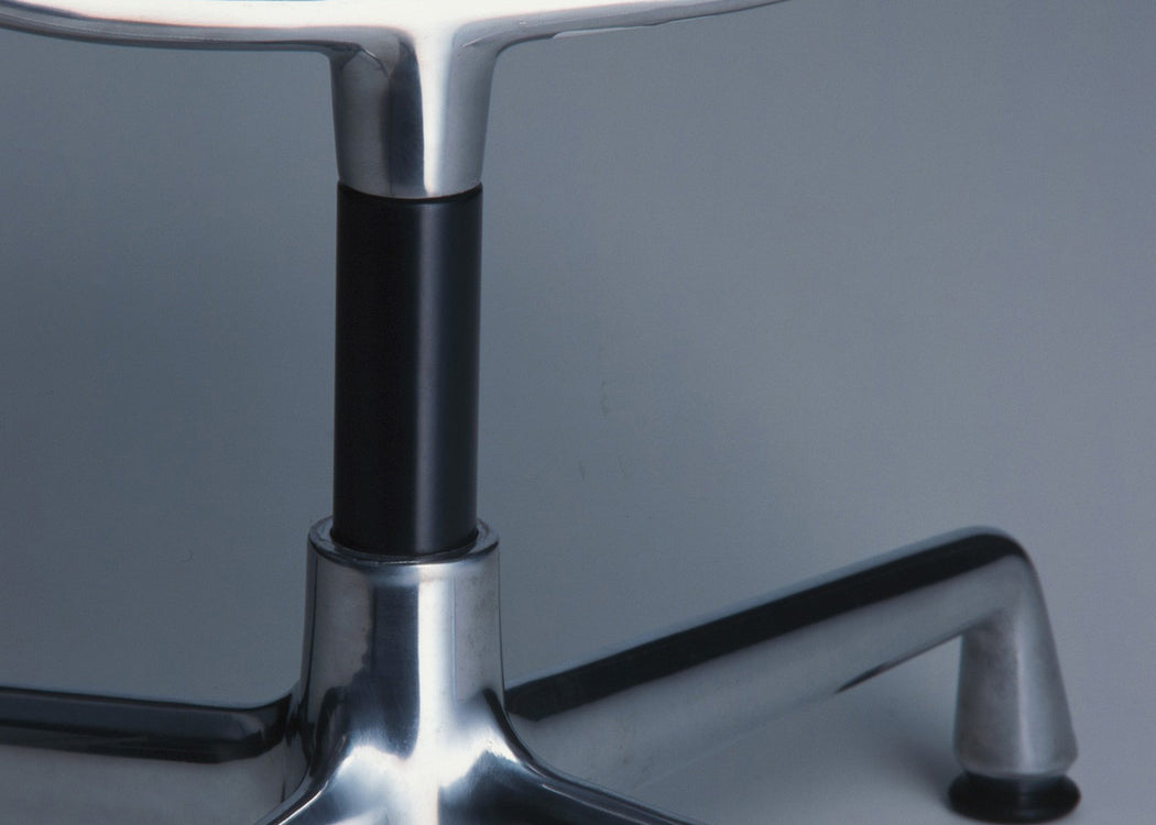Eames EA 108 Aluminium Armchair Black Leather Polished Base
