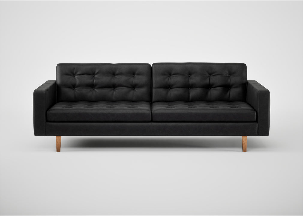 Hepburn 4 Seater Sofa Leather Grain Graphite 063 / Natural