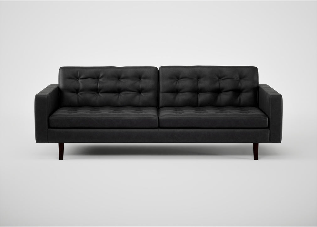 Hepburn 4 Seater Sofa Leather Grain Graphite 063 / Wenge Black
