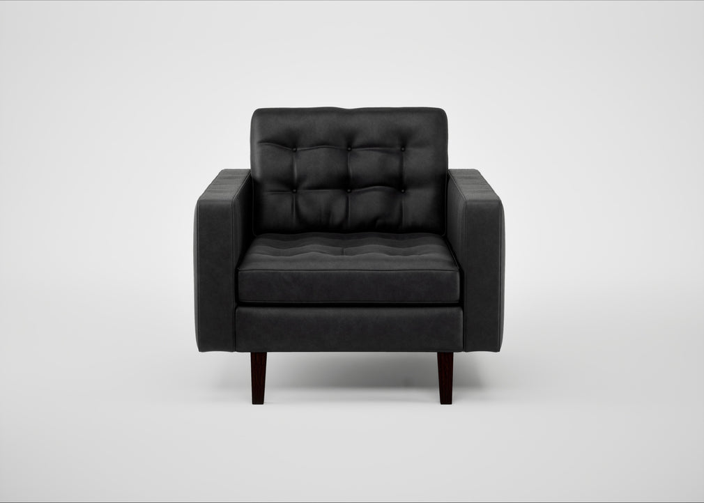 Hepburn Armchair Leather Grain Graphite 063 / Wenge Black