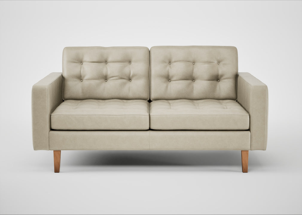 Hepburn 2 Seater Sofa Leather Grain Storm 006 / Natural