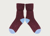 Lambswool Silk Socks Burgundy & Blue (4-7)