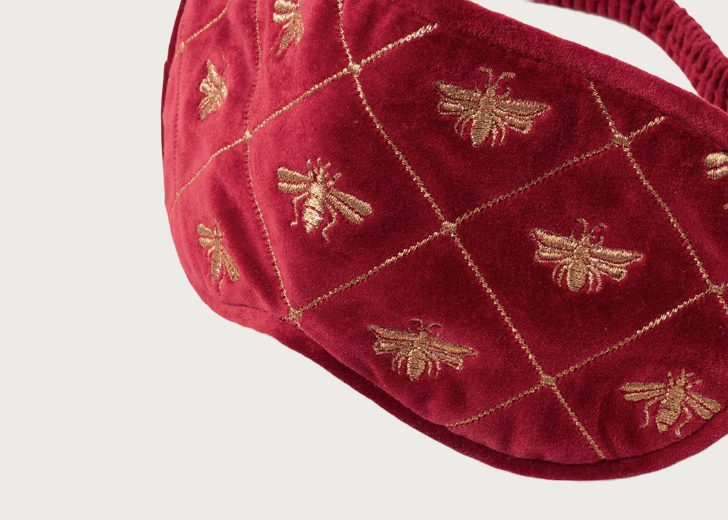 Bee Trellis Velvet Eye Mask Rouge
