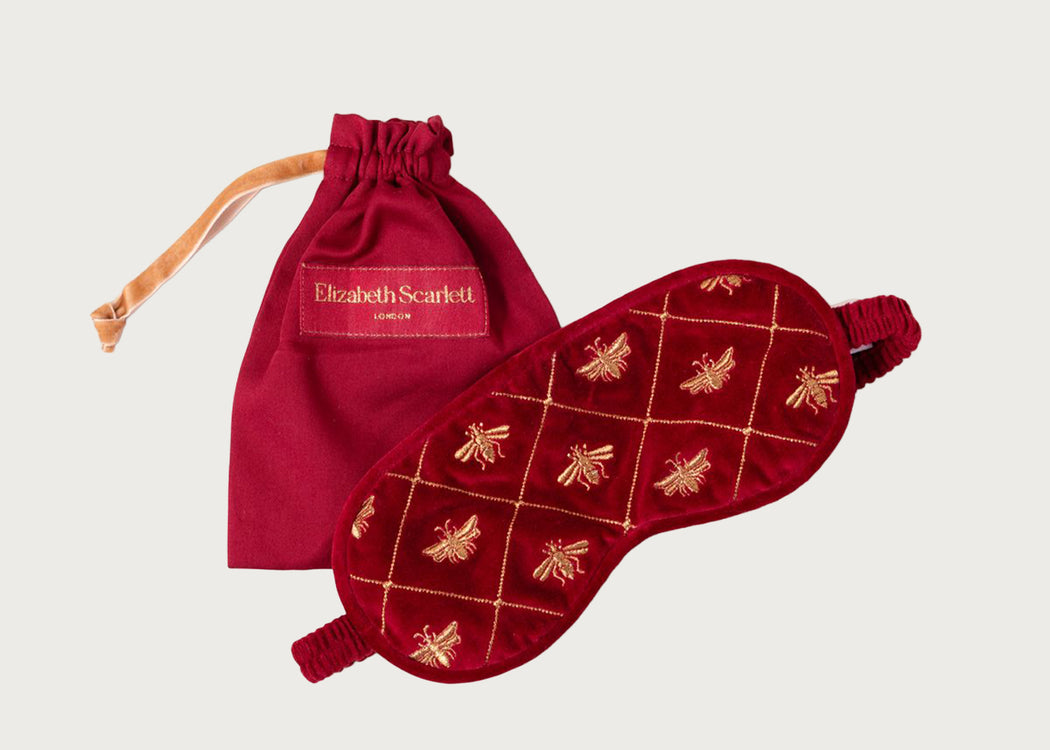 Bee Trellis Velvet Eye Mask Rouge