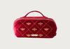 Bee Trellis Velvet Open Flat Makeup Bag Rouge