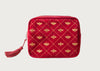Bee Trellis Velvet Wash Bag Rouge