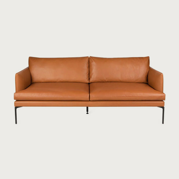 Matera tan leather 3 seater sofa