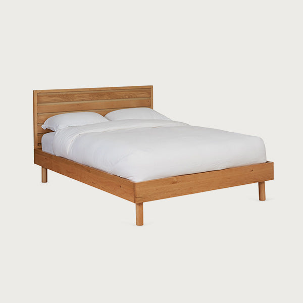Noella bed frame with adjustable slatted headboard