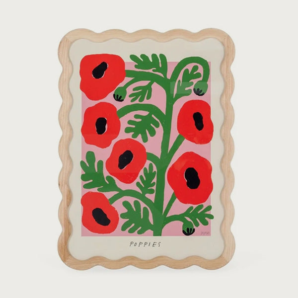 Wavy Frame 50 x 70cm with poppies print