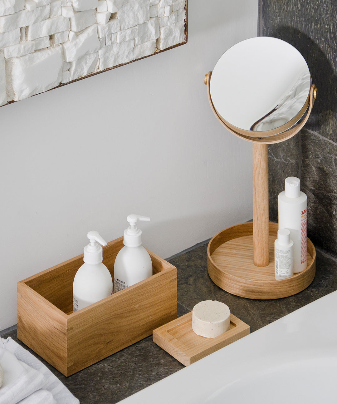 Wireworks wooden bathroom accessories