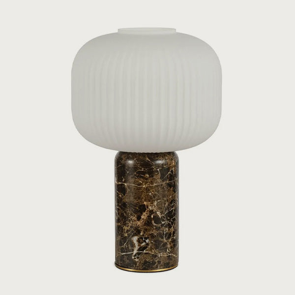 Opal Lantern Table Lamp in cocoa marble