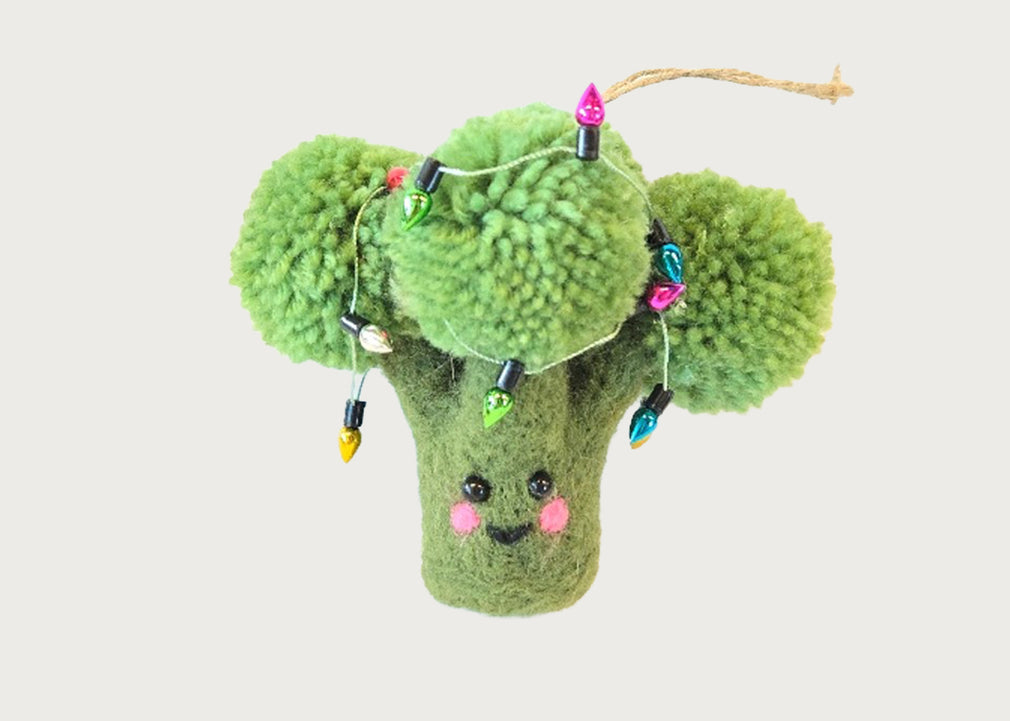 Broccoli with Fairy Lights Felt Decoration