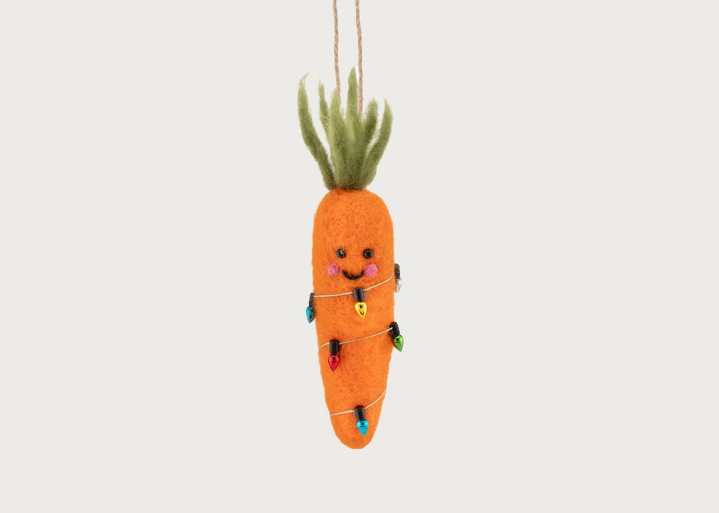 Carrot with Fairy Lights Felt Decoration