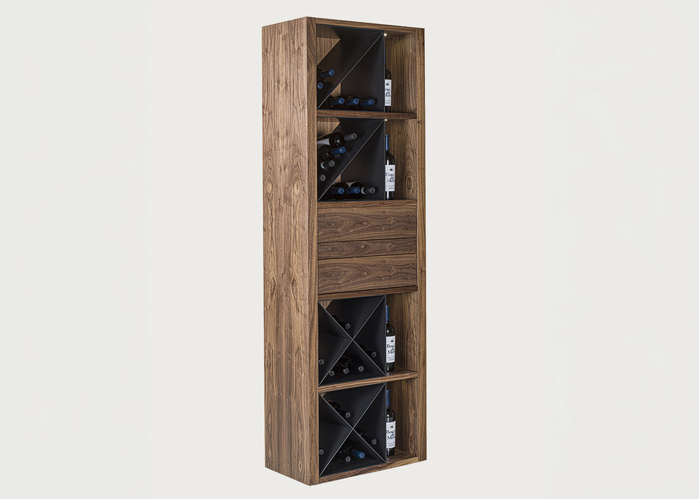 Cru Wine Cabinet Walnut Modules 2 Drawer 1 Shelf
