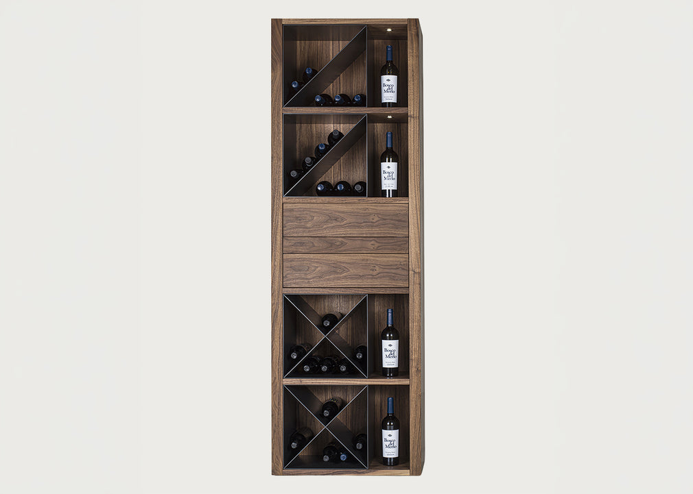 Cru Wine Cabinet Walnut Modules 2 Drawer 1 Shelf
