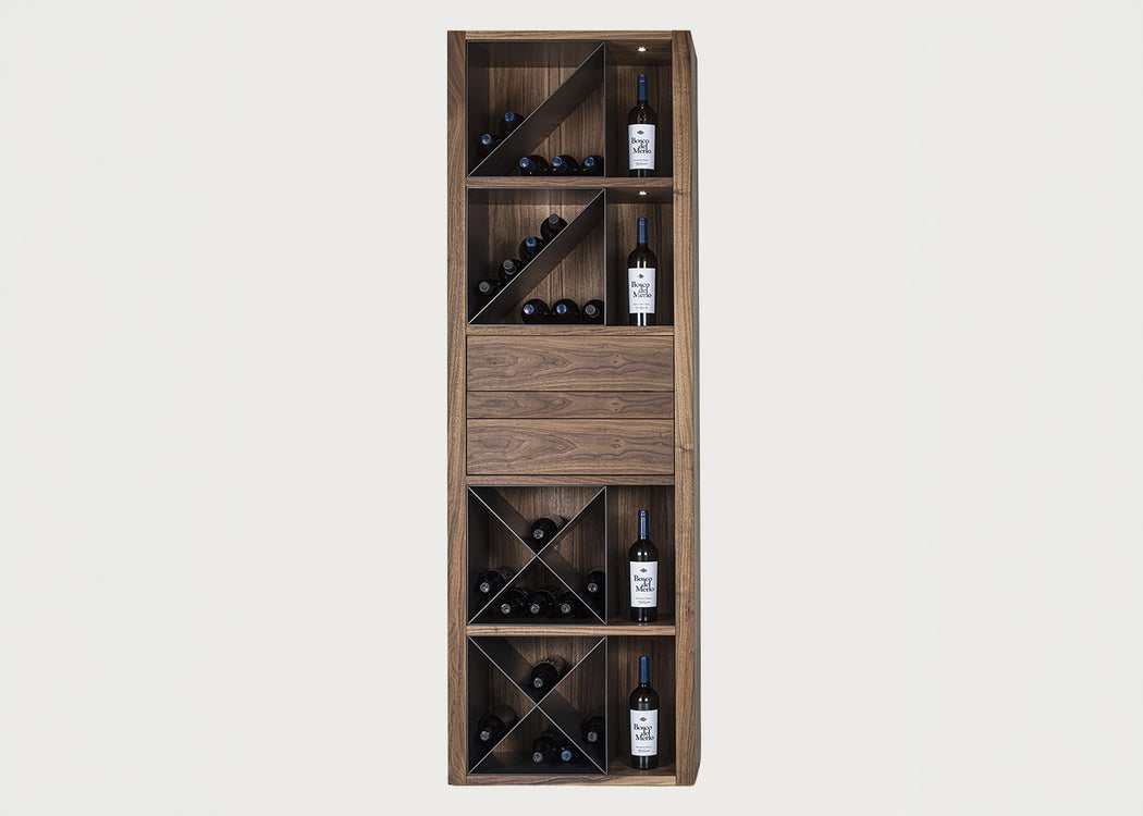 Cru Wine Cabinet Walnut Modules 2 Drawer 1 Shelf