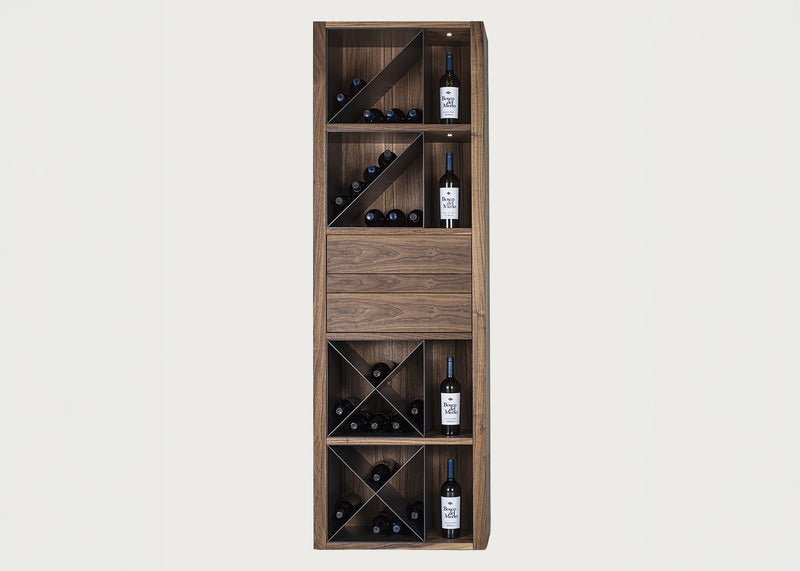 Cru Wine Cabinet Walnut Modules 2 Drawer 1 Shelf