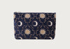 Celestial Sun & Moon Velvet Everyday Pouch Navy