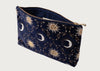 Celestial Sun & Moon Velvet Everyday Pouch Navy