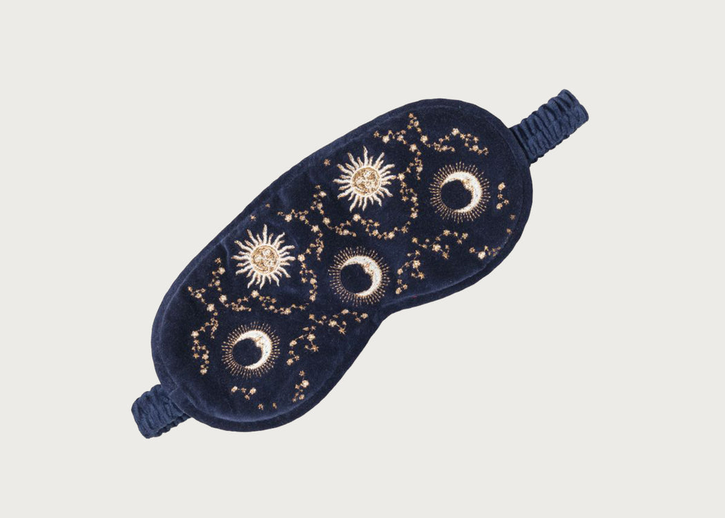 Celestial Sun & Moon Velvet Eye Mask Navy